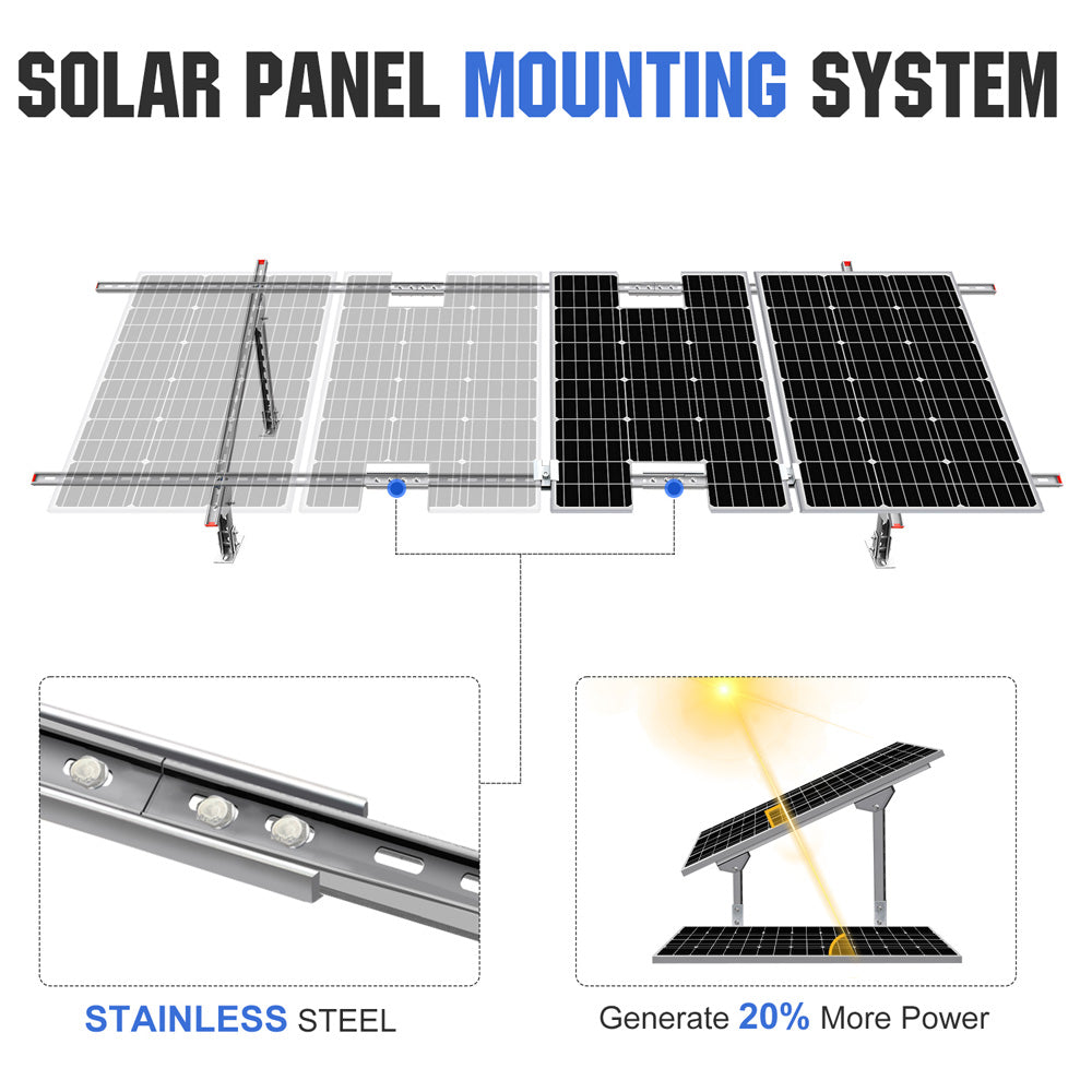 Adjustable Multi-Piece Solar Panel Mounting Brackets for 1-4 Pieces of Solar Panels